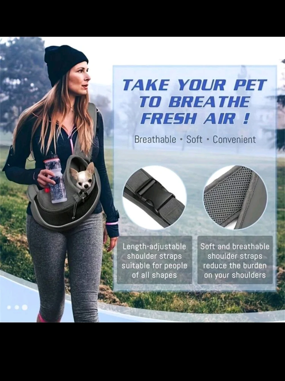 Hands-Free Pet Sling Carrier - Sky Blue